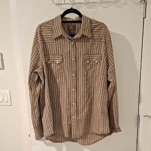 Lucky Brand Men's Tan & White Diamond Pearl Snap Button-down Shirt (Size XXL)